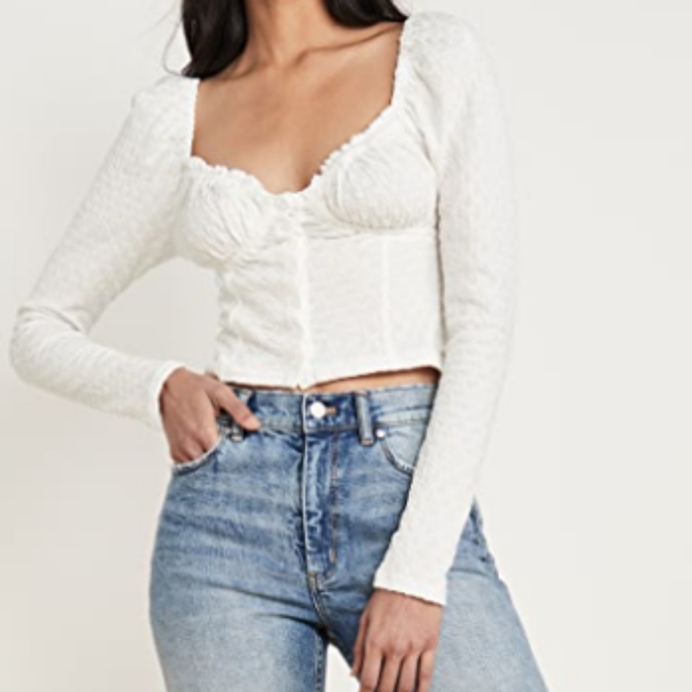 Free People ladybug cream long sleeved cropped top